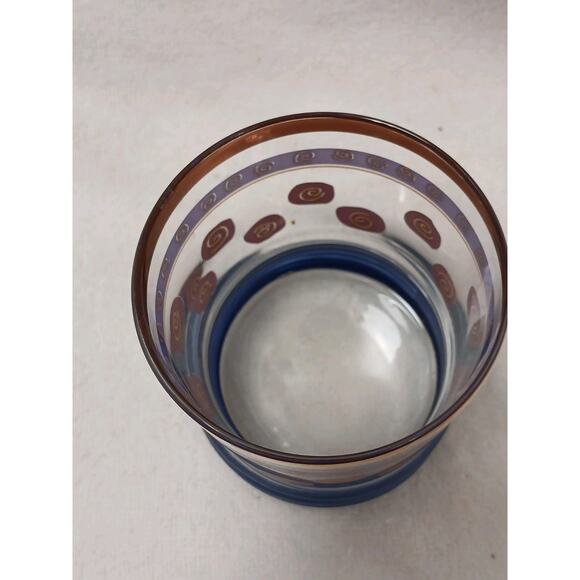 Sakura Sango Sue Zipkin Tumbler Drink Glass Blue Gold Cocktail Party Art Deco - Picture 15 of 15